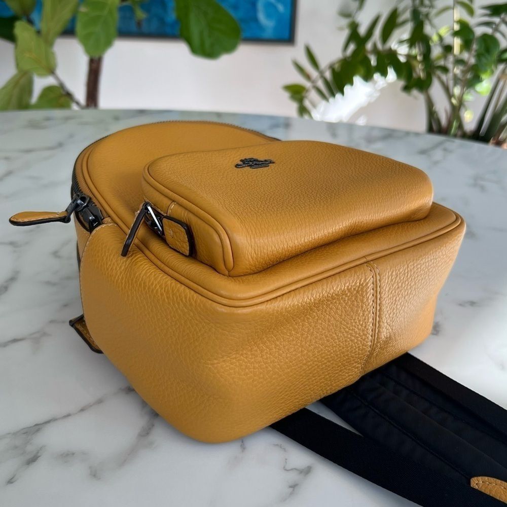 NWT COACH Mini Court Backpack Buttercup Yellow Pebble Leather - Picture 8 of 14